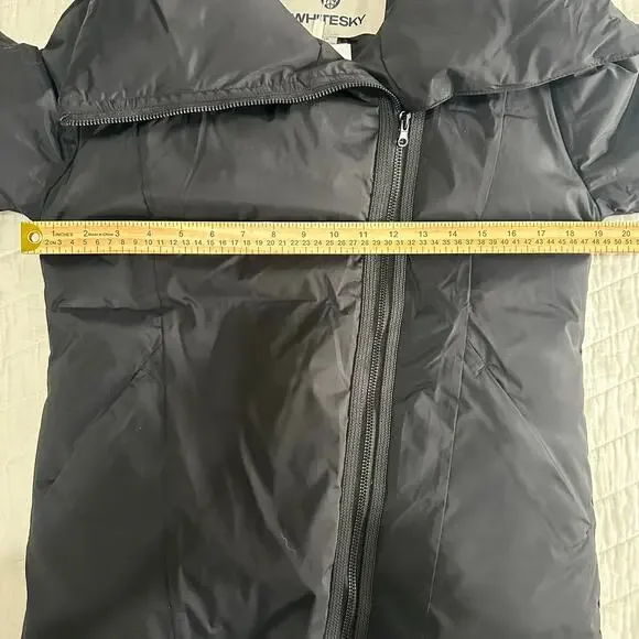Whitesky Women Duck Down Waterproof Jacket Black Asymmetrical Zip Small New - Picture 14 of 16